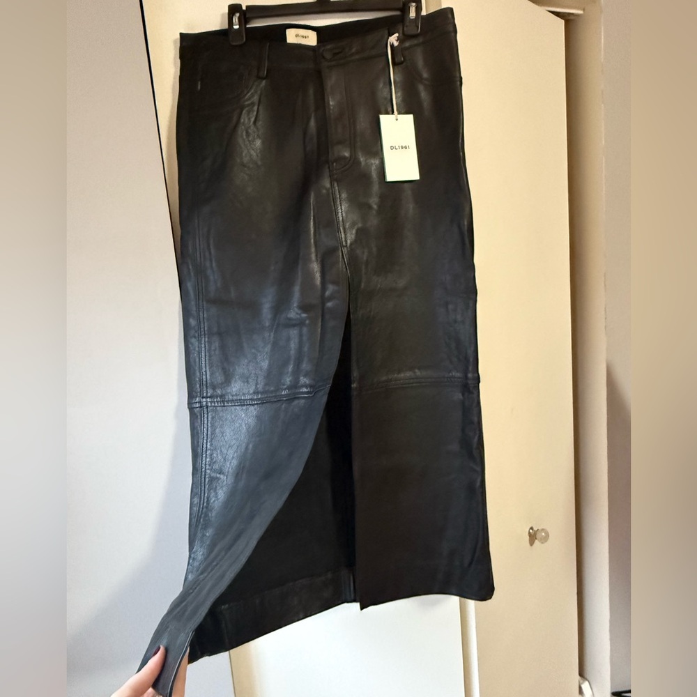 Size 29 DL1961 Black Leather Maxi with front slit